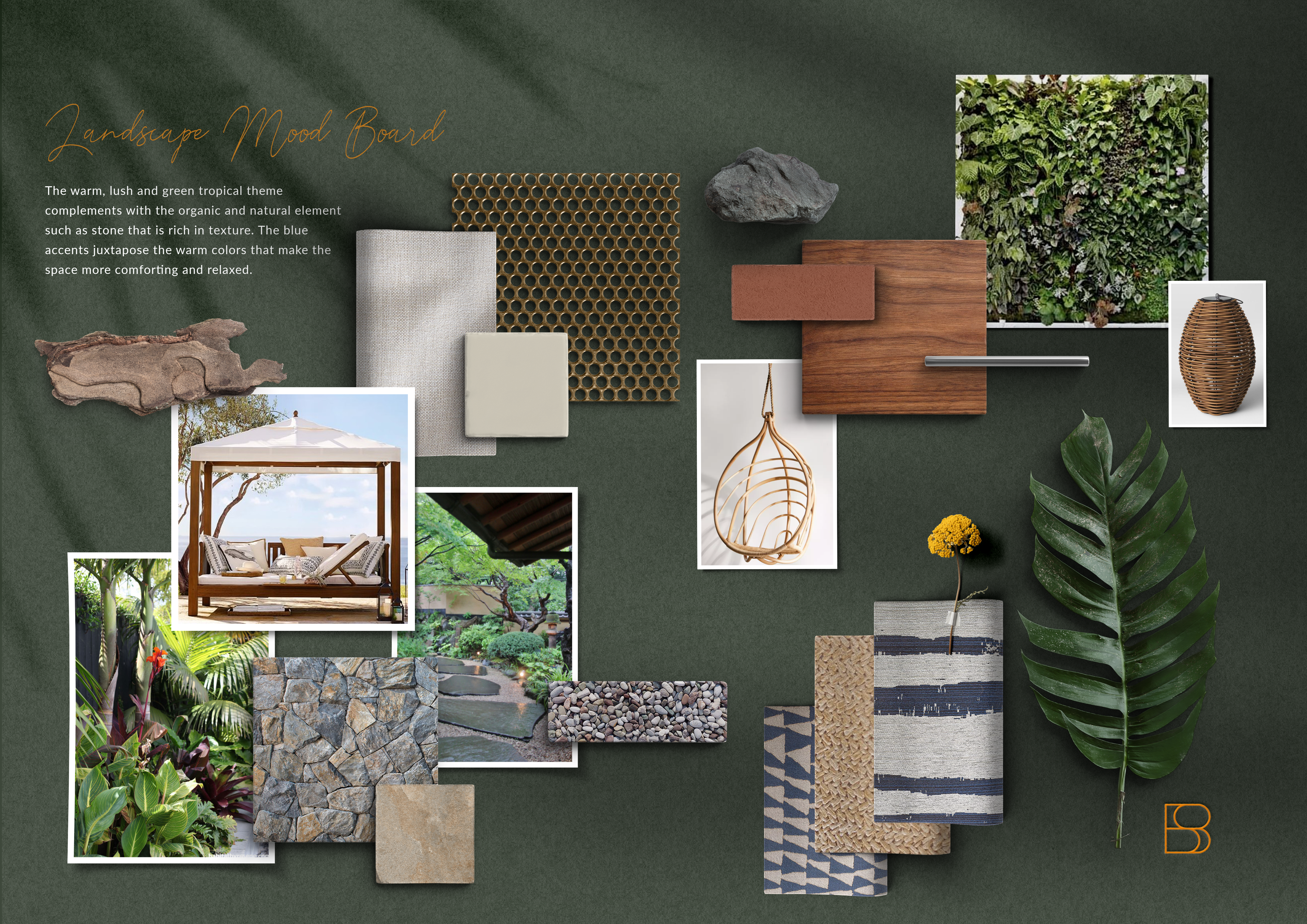 Landscape Moodboard - a landscape design for a tropical themed garden