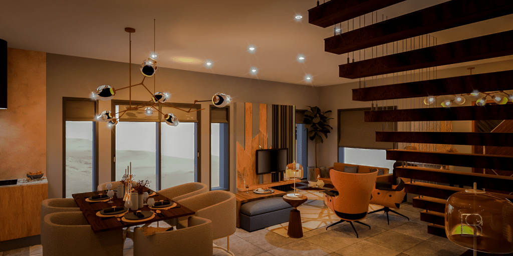 Contemporary Great Room 3D Realistic Render