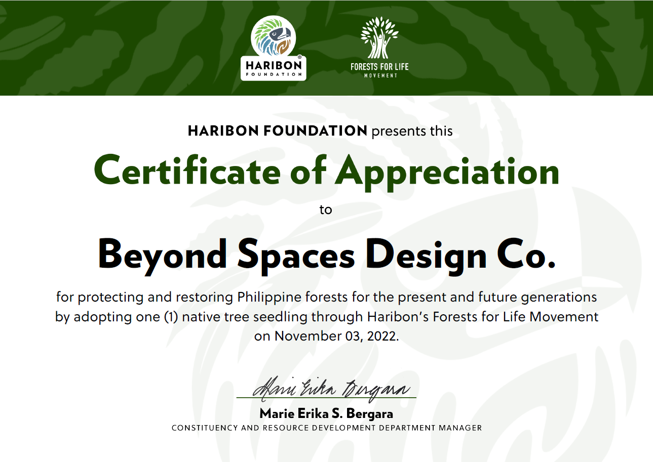 Haribon Foundation Certificate of Appreciation